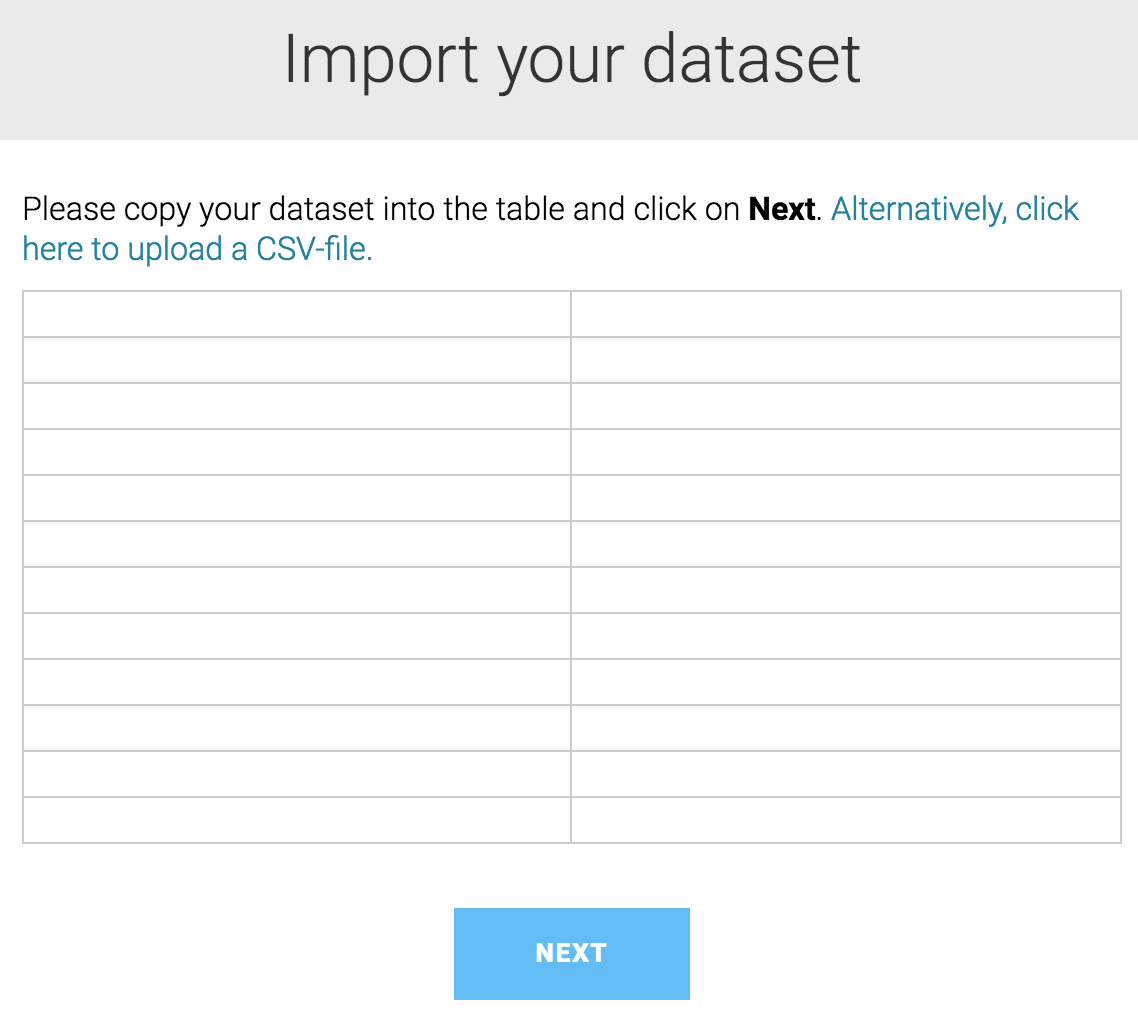 Third step on the data import screen
