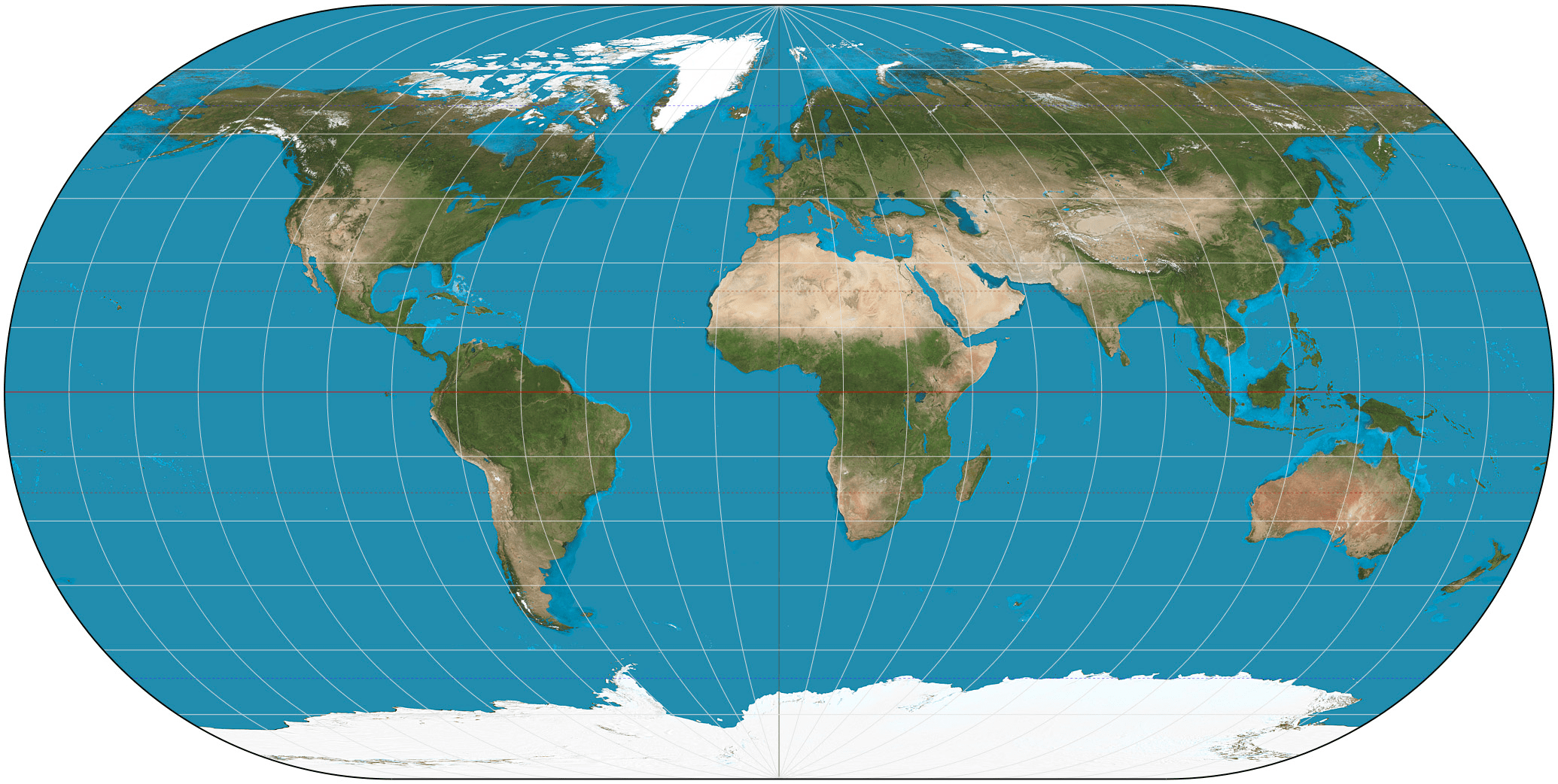 An Ortelius oval projection of the Earth