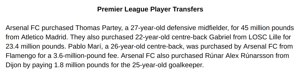 A Google Doc with information about player transfers